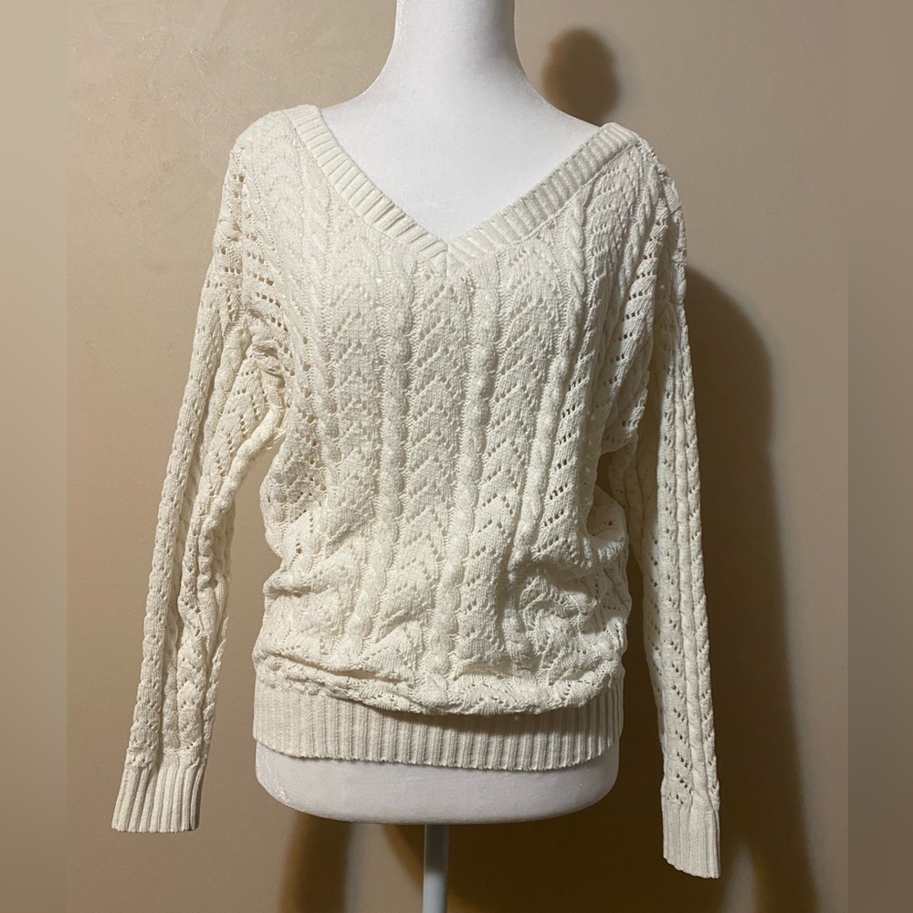 Francesca's Jun & Ivy White Knit Sweater Boutique Sz Small